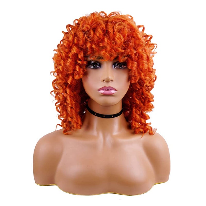 AIDUSA Short Loose Curly Wig for Black Women Short Curly Wigs for Women Curl Afro Wigs for Black Women Synthetic Hair Wig Natural for Women Soft Ginger Hair (Orange) - Image 2
